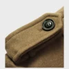 Mens Brown Mid-Length Wool Coat Button Closure