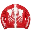 Red Supreme Vanson Leather Bones Jacket Back