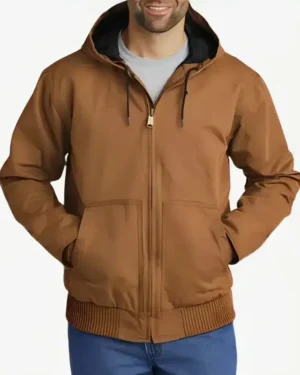 Shop-Fanum-Brown-Hooded-Jacket Front