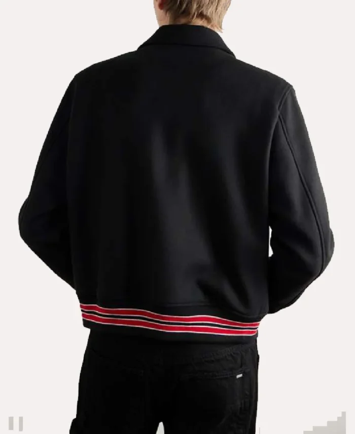 Shop The Amiri Bones Varsity Red And Black Jacket - Trendy Leather Jackets