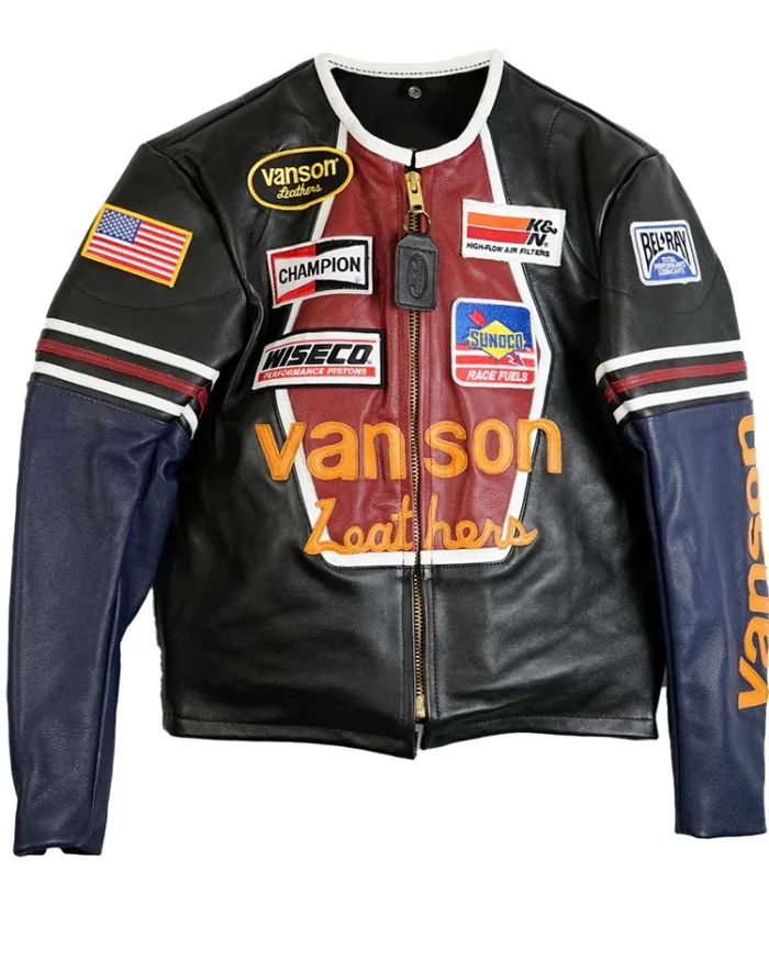 Shop The Moto Racing Vanson Star Biker Jacket On Sale