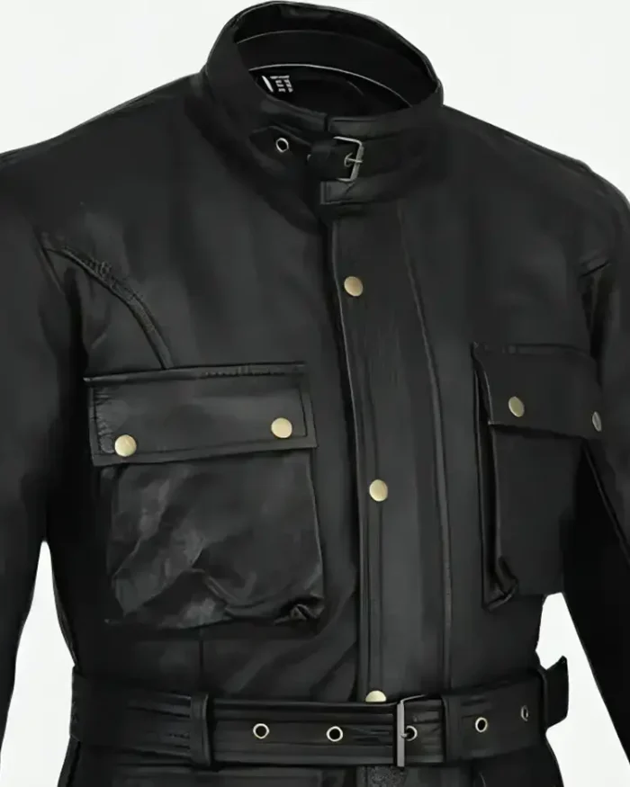 Trialmaster Black Leather Jacket Front Closure