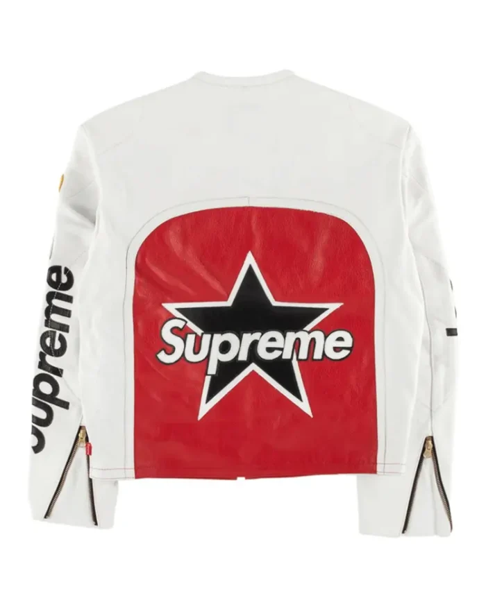 White Supreme Vanson Leather Star Jacket Back