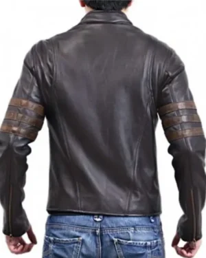 X-Men Origins Wolverine Black Leather Jacket Back