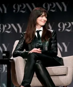 Anne Hathaway The Idea Of You 2024 Black Leather Blazer