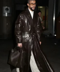 Bad Bunny Met Gala After Party Leather Coat