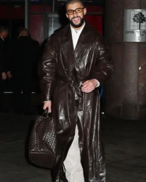Bad Bunny Met Gala After Party Leather Coat On Sale