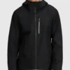 Black Hooded Stretch Rain Jacket Front