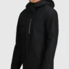 Black Hooded Stretch Rain Jacket Front Side