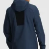 Blue Hooded Stretch Rain Jacket Back