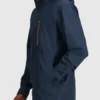 Blue Hooded Stretch Rain Jacket Side