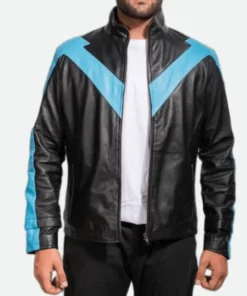 Dick Grayson Nightwing Leather Jacket Front