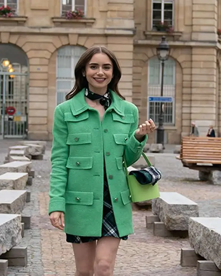 Emily Cooper Emily in Paris Green Coat For Women On Sale