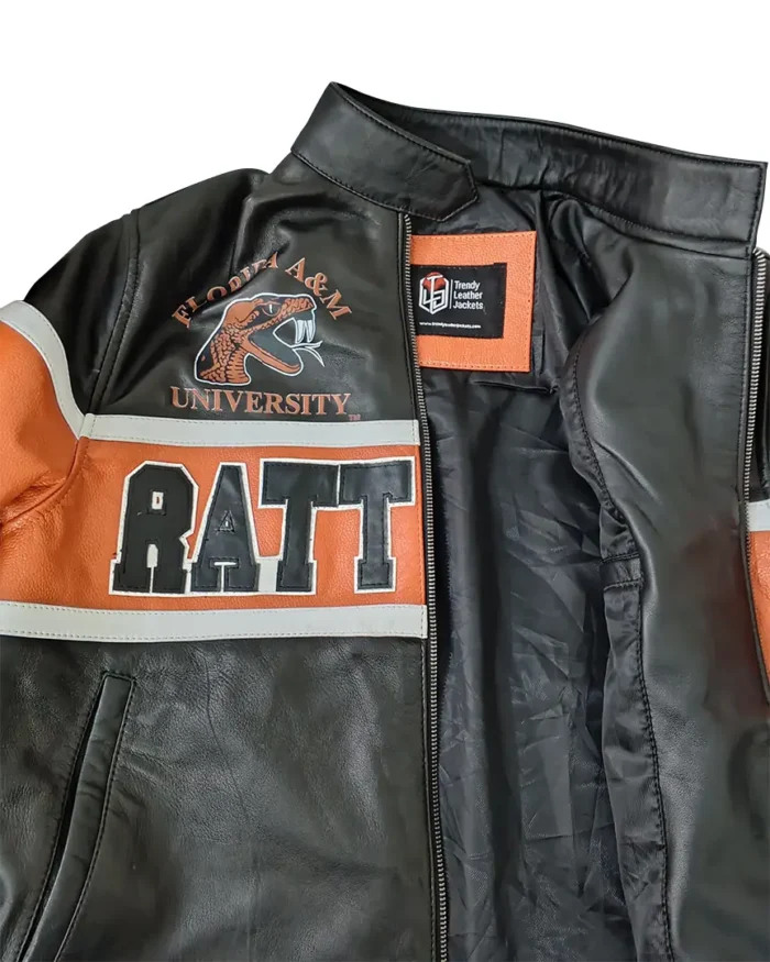 Famu Rattlers Cropped Leather Racing Jacket Chest Closeup