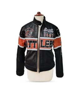FAMU Cropped Leather Racing Jacket_front