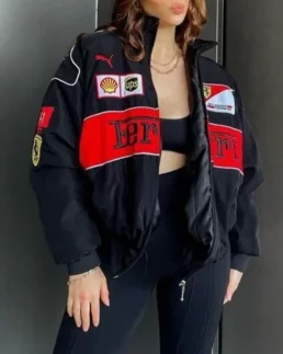 Ferrari Black Bomber Jacket front open