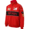 Ferrari Red Bomber Jacket Side Look