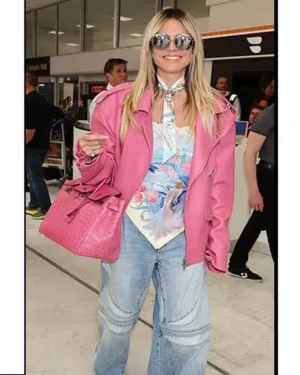 Heidi Klum Pink Leather Jacket