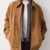 Katie Holmes Suede Jacket Front Unzipped