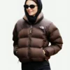 Kendall Jenner Brown North Face Puffer Jacket Side Image