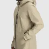 Khaki Hooded Stretch Rain Jacket Side