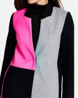 Lily Collins Emily In Paris Color Block Coat For Women On Sale