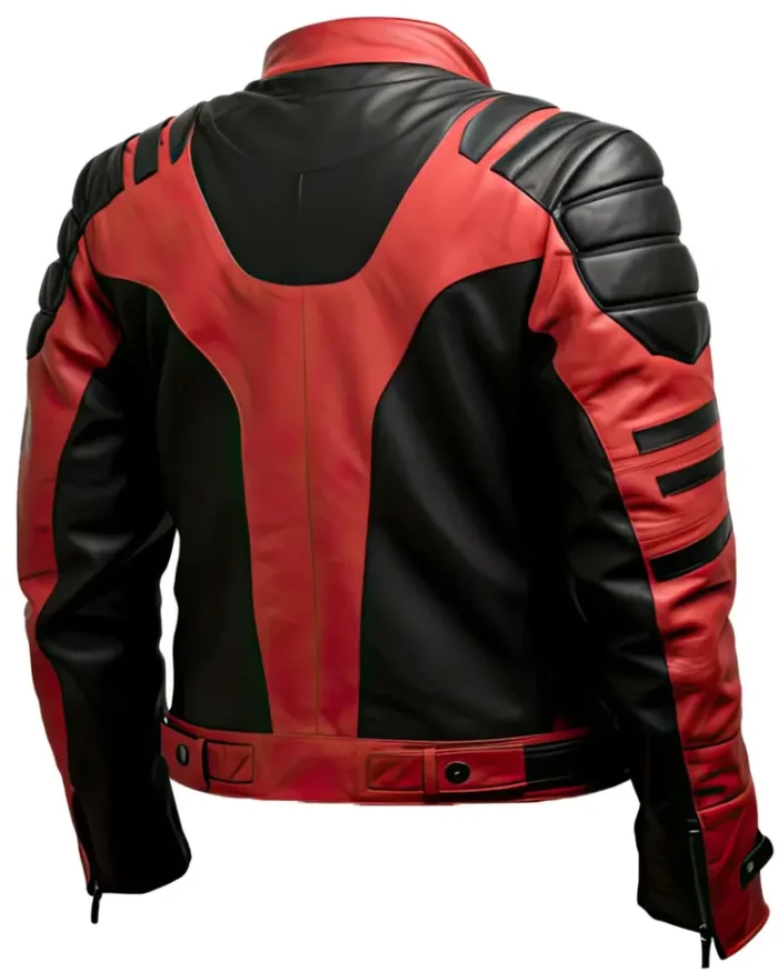 Men’s Red Black Sheepskin Biker Racer For Men And Women