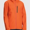 Orange Hooded Stretch Rain Jacket Front