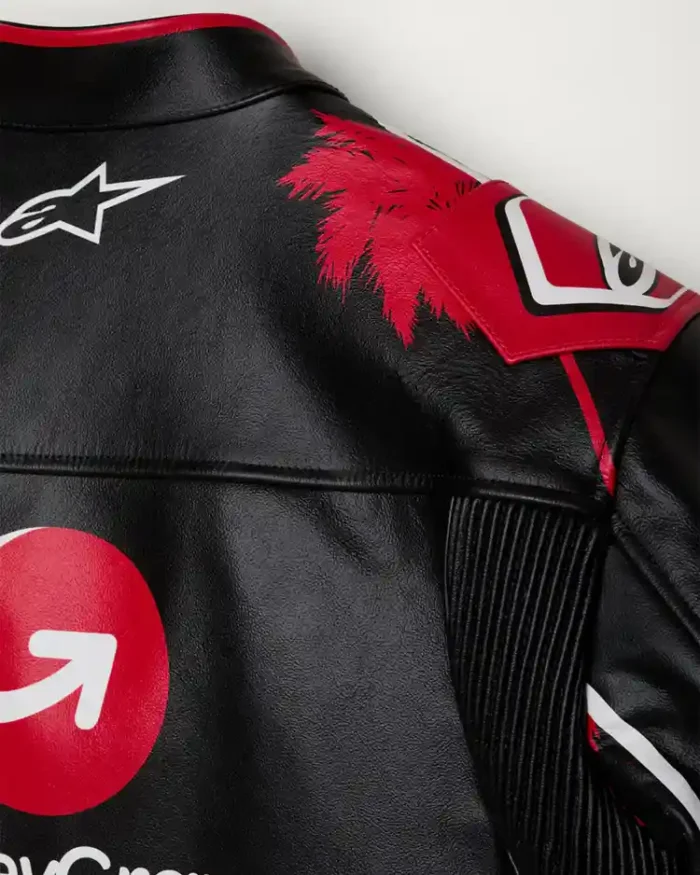 Palm Angles Miami Grand Prix 2024 Leather Jacket Back Shoulder Closeup