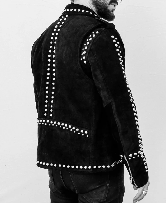 Snl Ryan Gosling Black Studded Leather Jacket Back - Trendy Leather Jackets