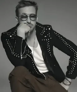 SNL Ryan Gosling Black Studded Leather Jacket For Men And Women
