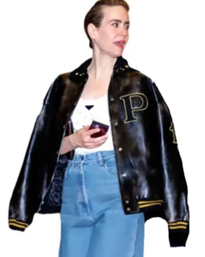 Sarah Paulson Met Gala After Party Leather Jacket For Unisex On Sale 