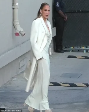 Shop Jimmy Kimmel Live Jennifer Lopez Cream Trench Coat For Women