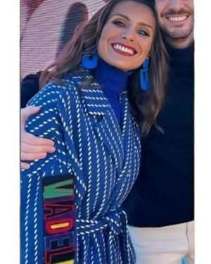 Somos Portugal Mónica Jardim Blue Striped Coat