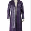 Suicide Squad Joker Purple Leather Coat