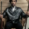 The Big Cigar Huey P. Newton Black Leather Coat For Men And Women