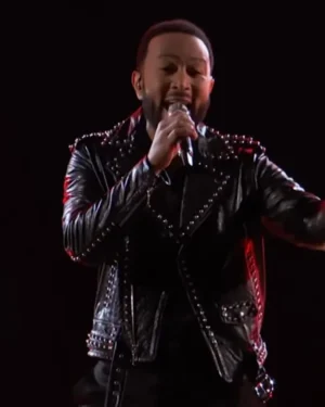 The Voice S025 Finale John Legend Black Studded Jacket For Men And Women