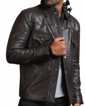 The Walking Dead Governor Leather Jacket Front