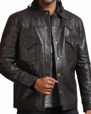 The Walking Dead Governor Leather Jacket Front V2