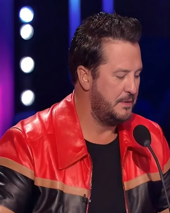 American Idol Season 22 Luke Bryan Striped Leather Jacket Wearing Front