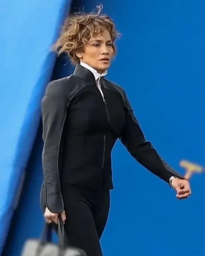 Atlas 2024 Jennifer Lopez Black Jacket Side View