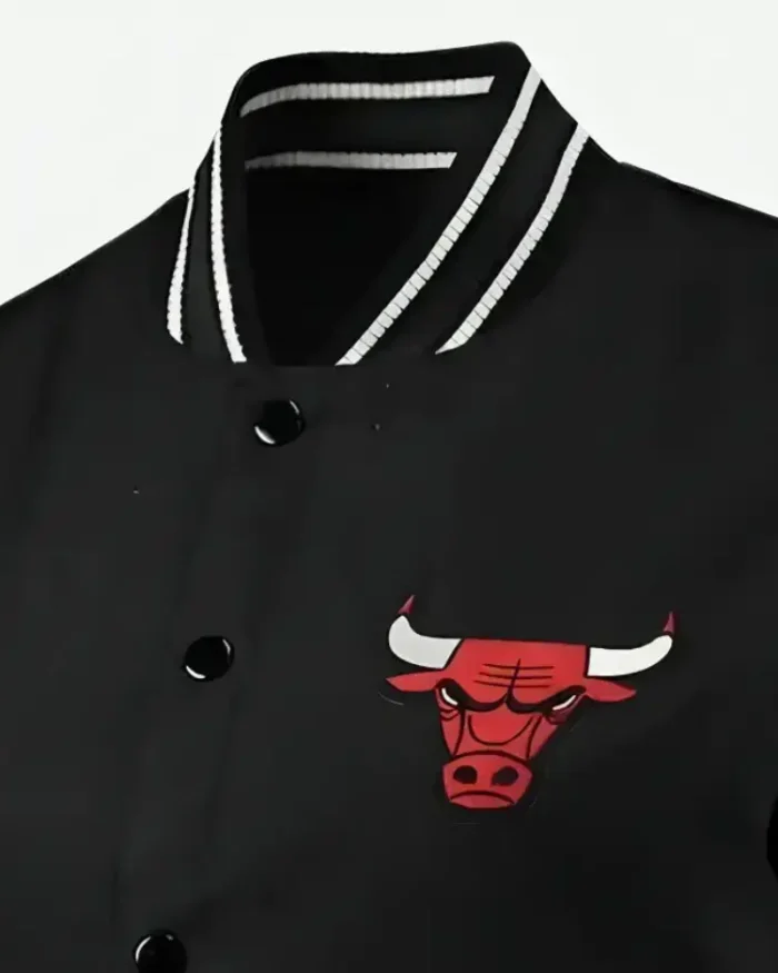 Chicago Bulls Poly Twill Black Jacket Front Closure