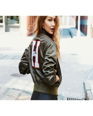 gigi hadid embroidered bomber satin jacket back