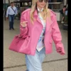 Heidi Klum Pink Leather Jacket Side View
