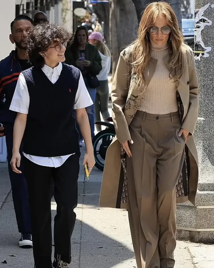 Jennifer Lopez Beige Trench Coat Front