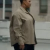 Robyn Mccall The Equalizer S04 Brown Flower Shirt Jacket Side View