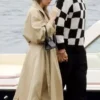 Taylor Swift Italy’s Lake Como Tan Trench Coat Side View