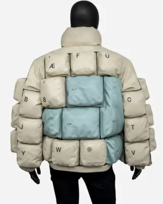 the keyboard quilted puffer jacket back