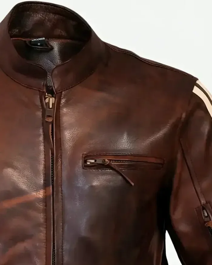 Tivoli Retro Brown Cruiser Removable Armour Jacket Front Closure