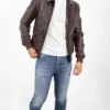 Vera Pelle Brown Leather Jacket Front Full View